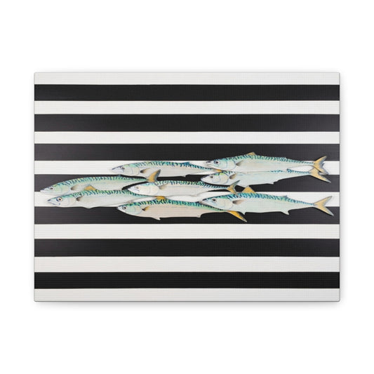 Striped Mackerel School Matte Canvas Print