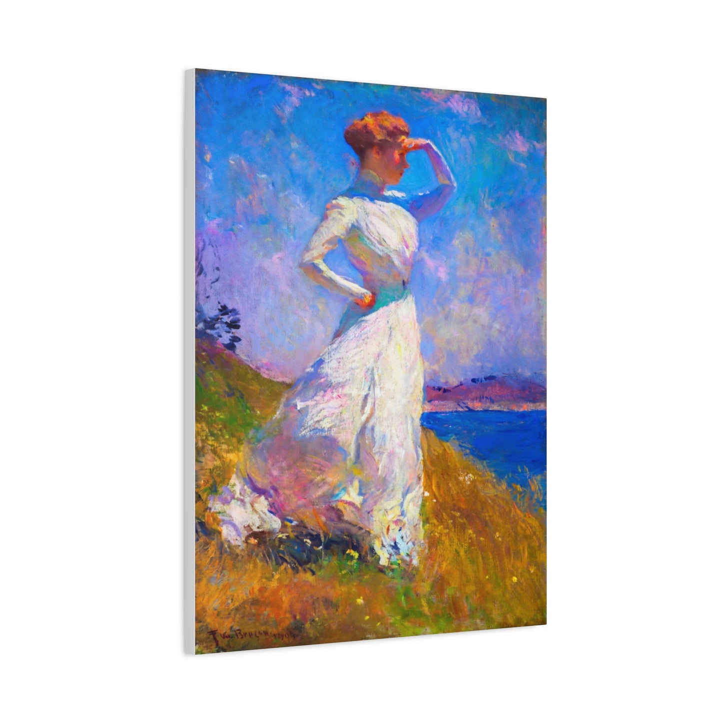 Impressionist Coastal Lady Matte Canvas Print — Stretched 1.25"