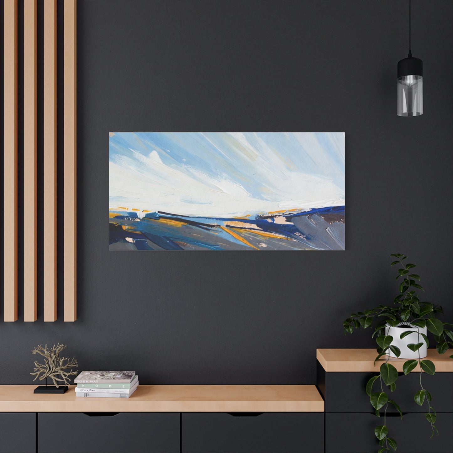 Abstract Coastal Landscape Canvas Print — Blue Sky Seascape Wall Art