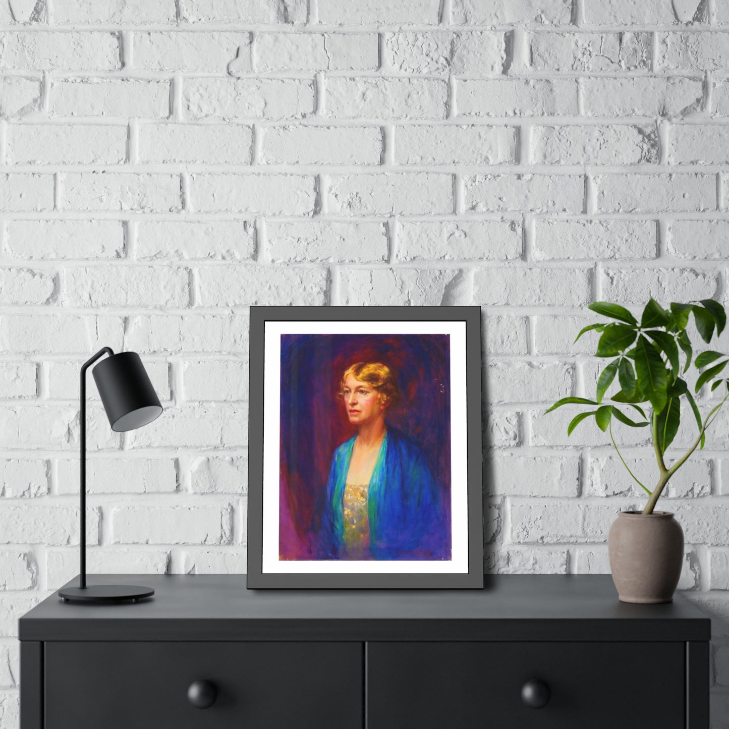 Framed Portrait Poster — Vintage Woman Oil-Style Art Print