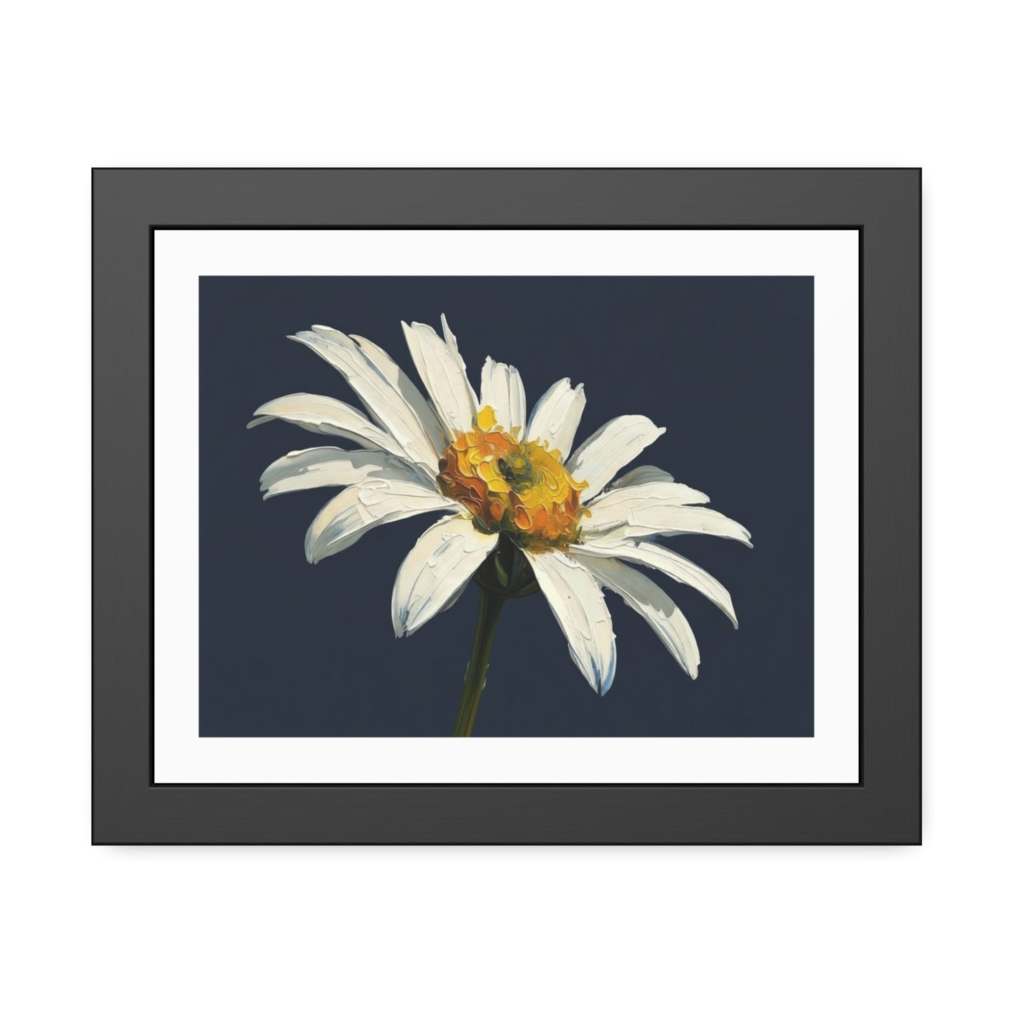 Framed Daisy Art Print — White Daisy Wall Poster in Black Frame