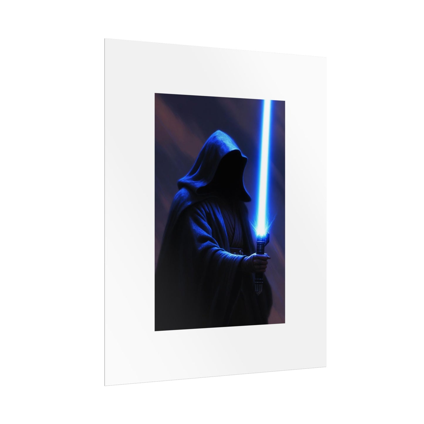 Sci‑Fi Lightsaber Poster — Hooded Jedi Warrior Wall Art (Rolled Poster)