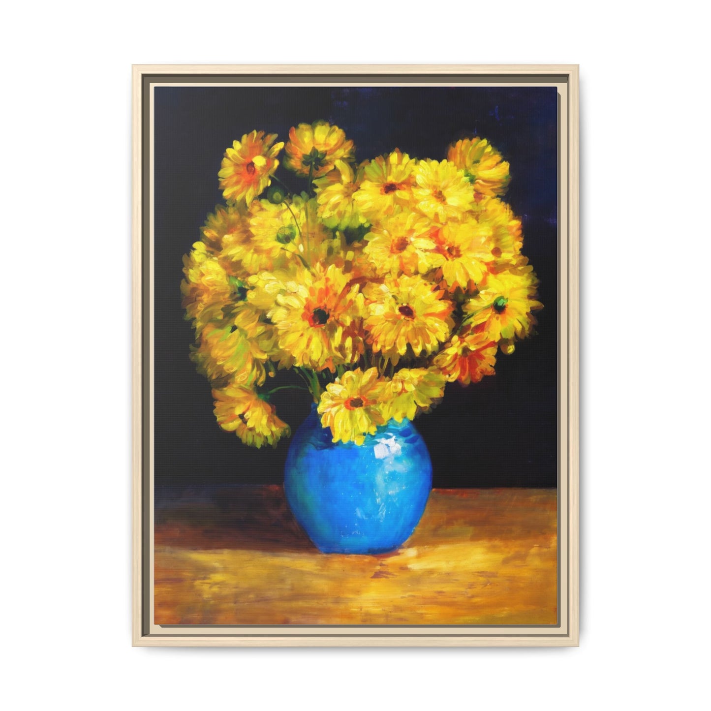 Yellow Daisy Bouquet Matte Canvas Framed Wall Art