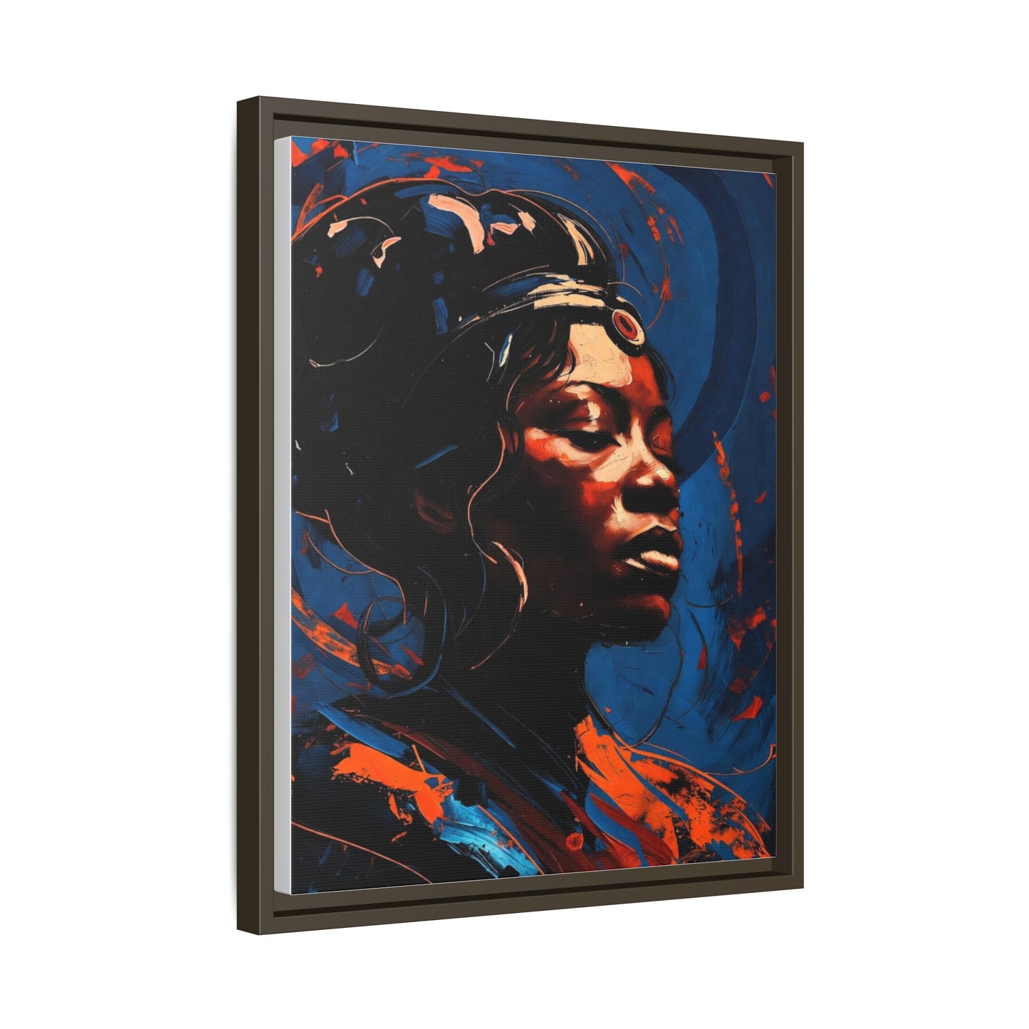 Framed Matte Canvas Art - Vibrant Portrait of a Black Woman (Multi-Color)