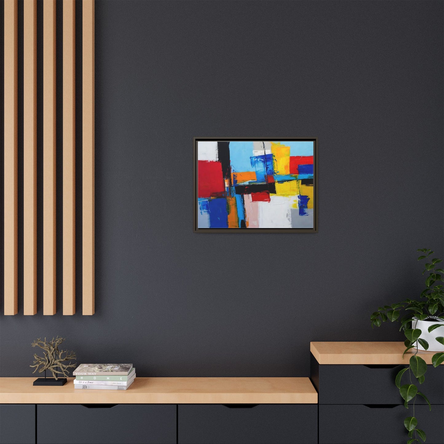 Abstract Color Block Matte Canvas Framed Wall Art