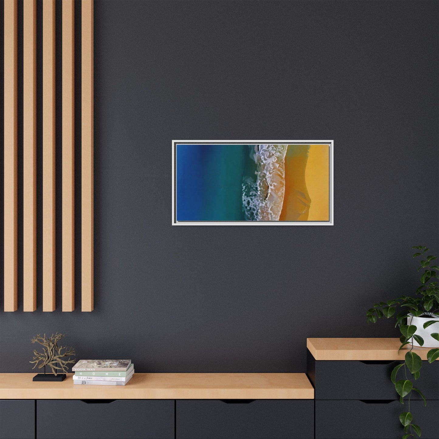 Framed Matte Canvas Seascape Print – Coastal Waves Wall Art