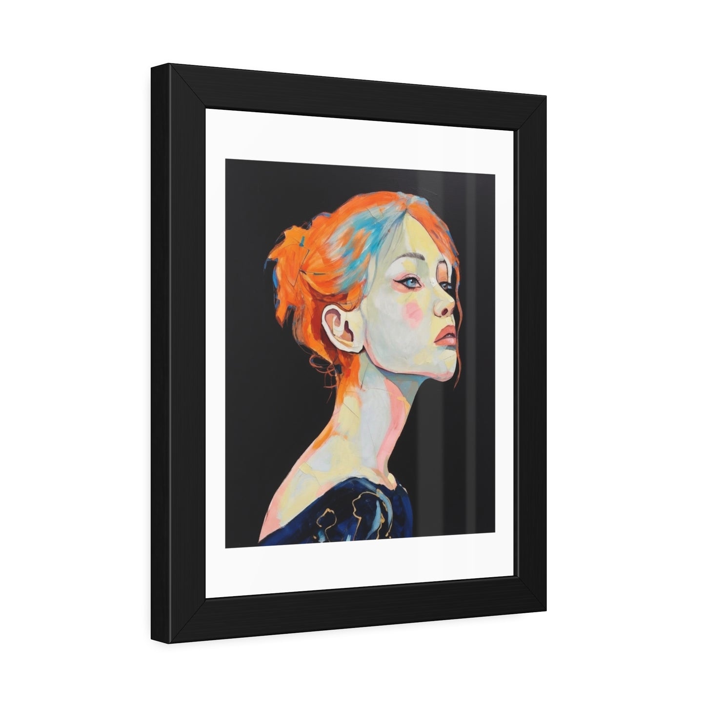Framed Art Print — Colorful Portrait of Red‑Haired Woman