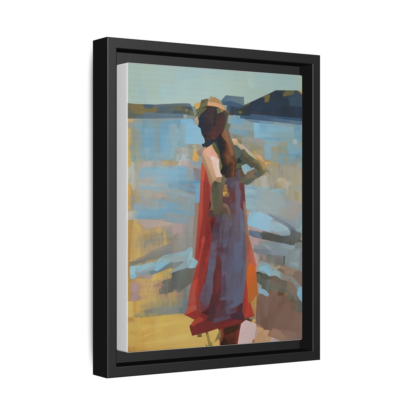 Framed Matte Canvas Print — Coastal Woman Abstract Art