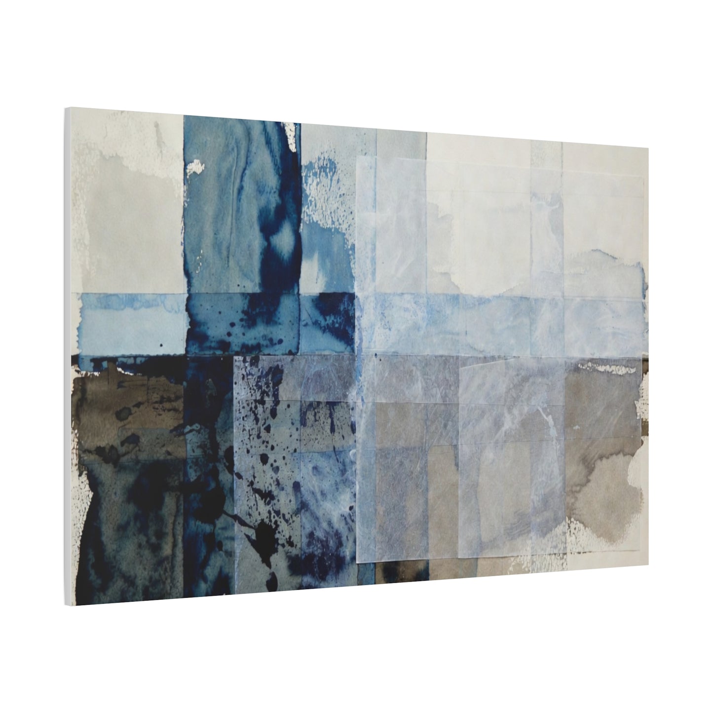 Abstract Blue Geometric Canvas Art — Stretched Matte Wall Decor