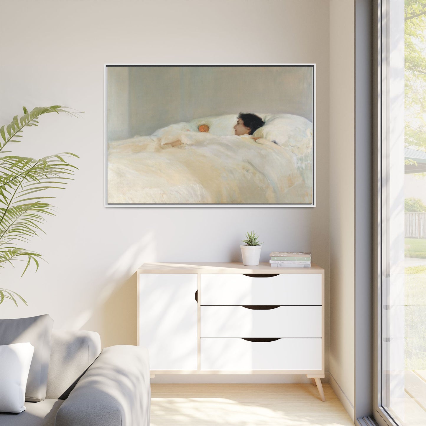 Mother by Joaquin Sorolla y Bastida Framed Matte Canvas Wall Art Print