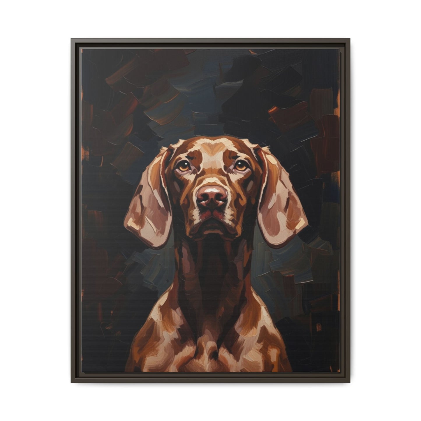Framed Matte Canvas Dog Portrait – Brown Vizsla Wall Art