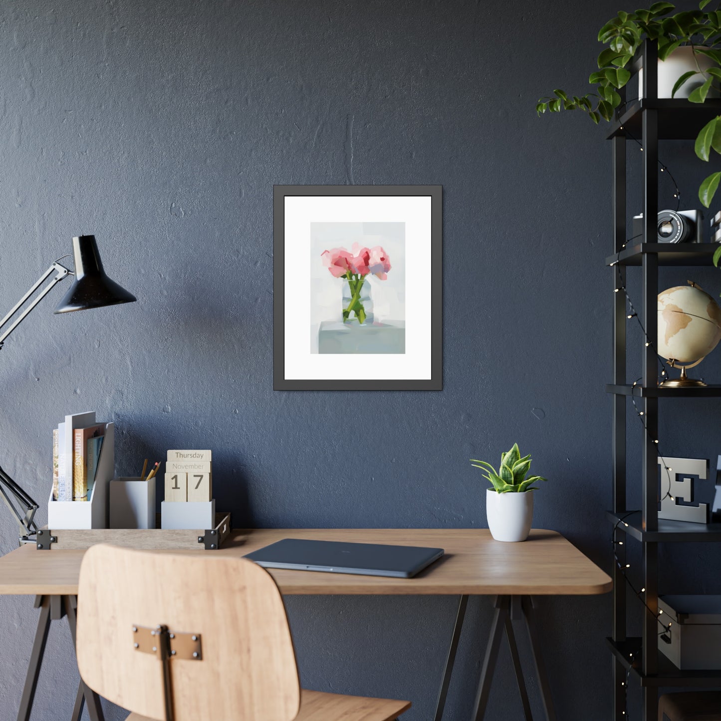 Framed Poster — Pink Floral Still Life Art Print (Modern Minimal)