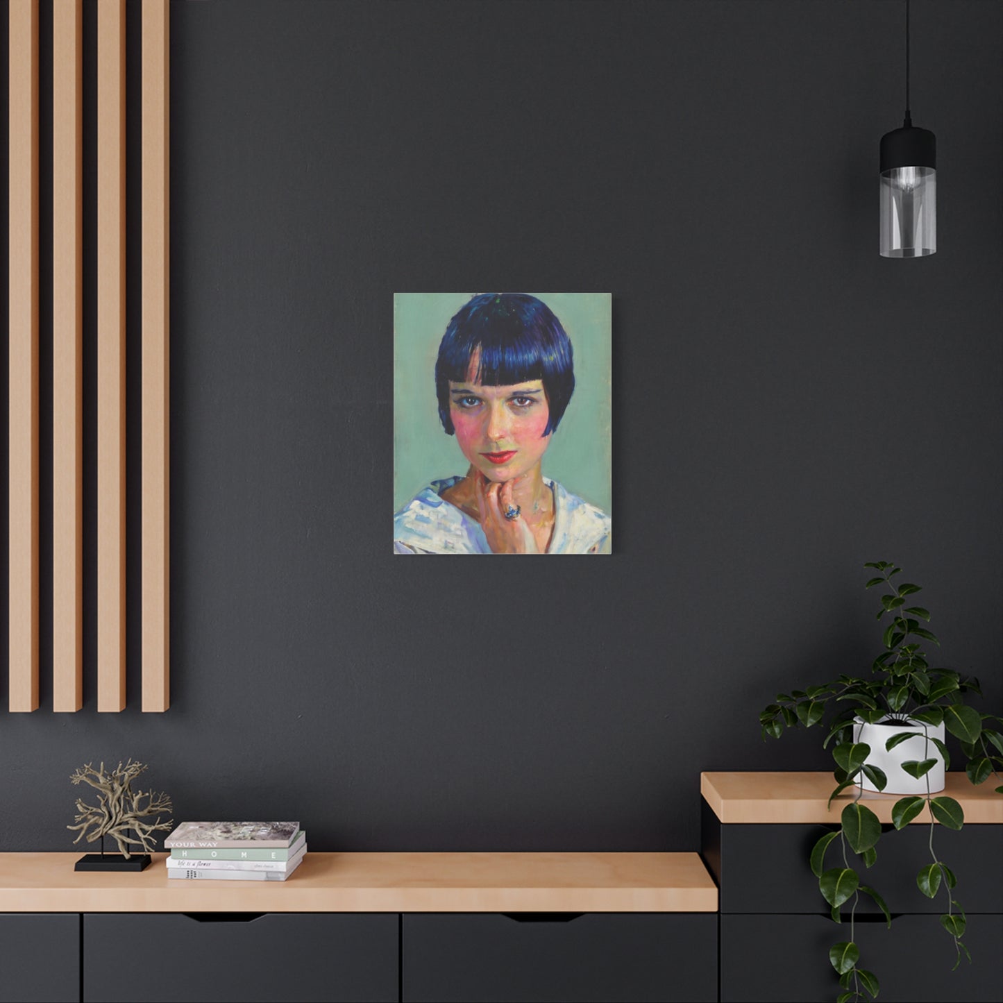 Portrait Canvas Print — Vintage Flapper Woman Matte Stretched Wall Art