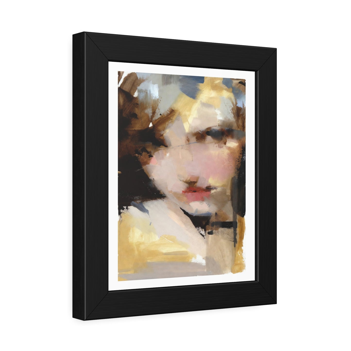 Abstract Portrait Framed Poster – Modern Impressionist Wall Art