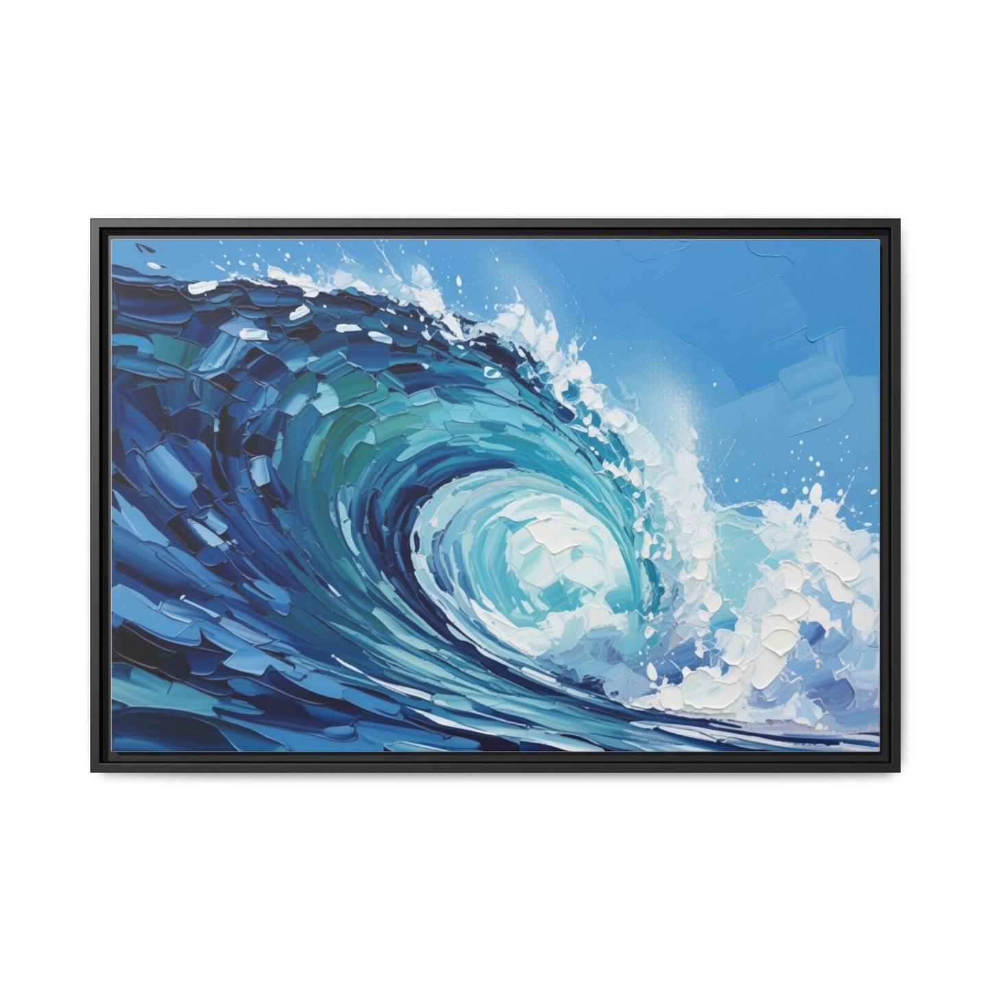 Framed Matte Canvas Wave Art — Blue Ocean Surf Wall Decor