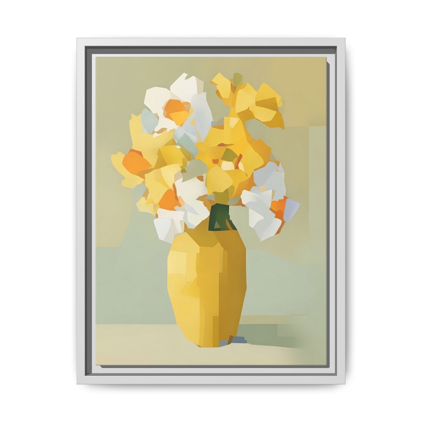 Framed Floral Canvas Print — Yellow Vase Bouquet Wall Art