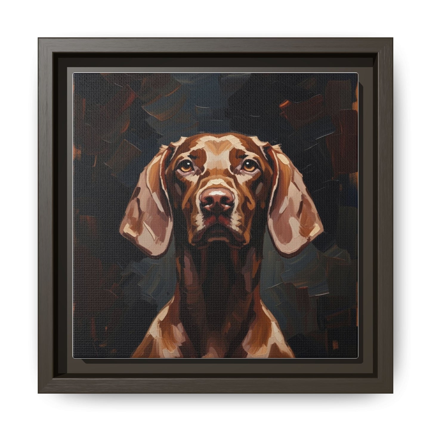 Framed Matte Canvas Dog Portrait – Brown Vizsla Wall Art