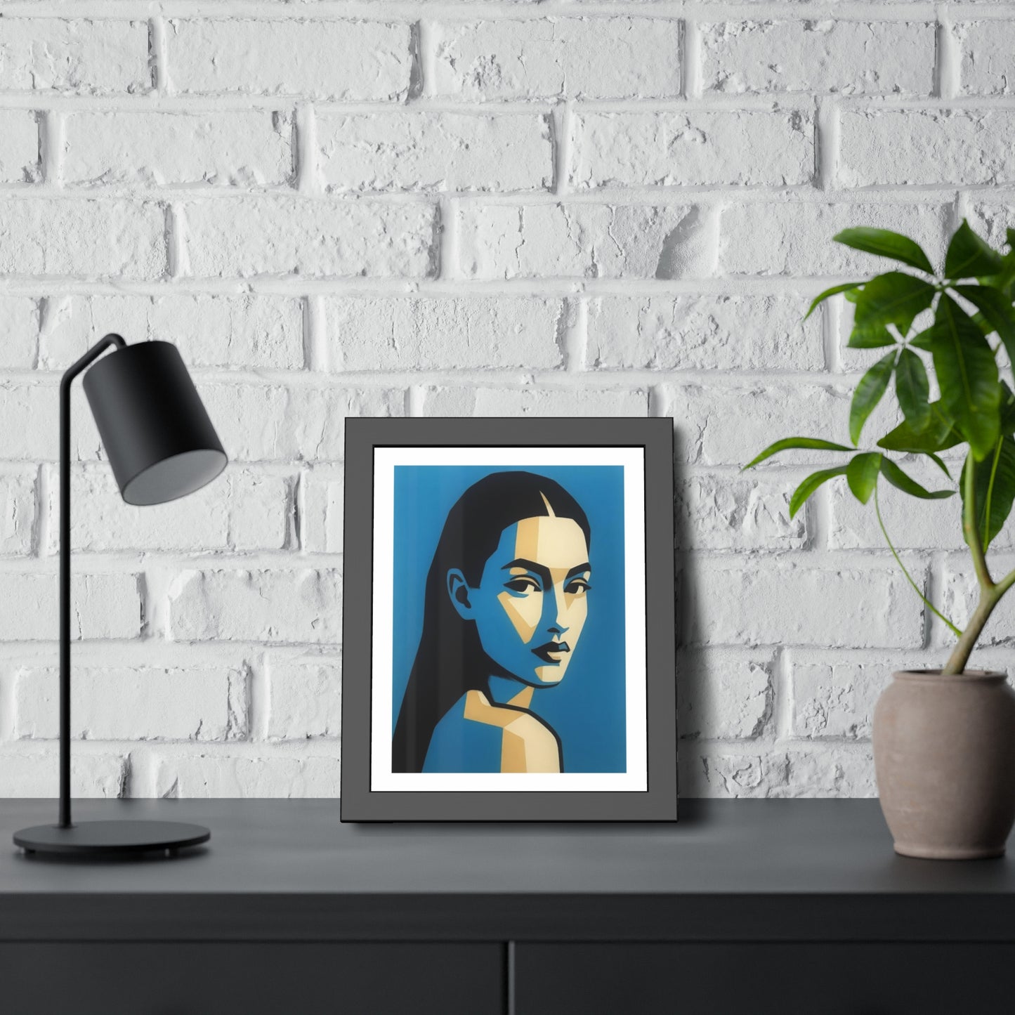 Framed Art Print — Blue Pop Portrait Poster