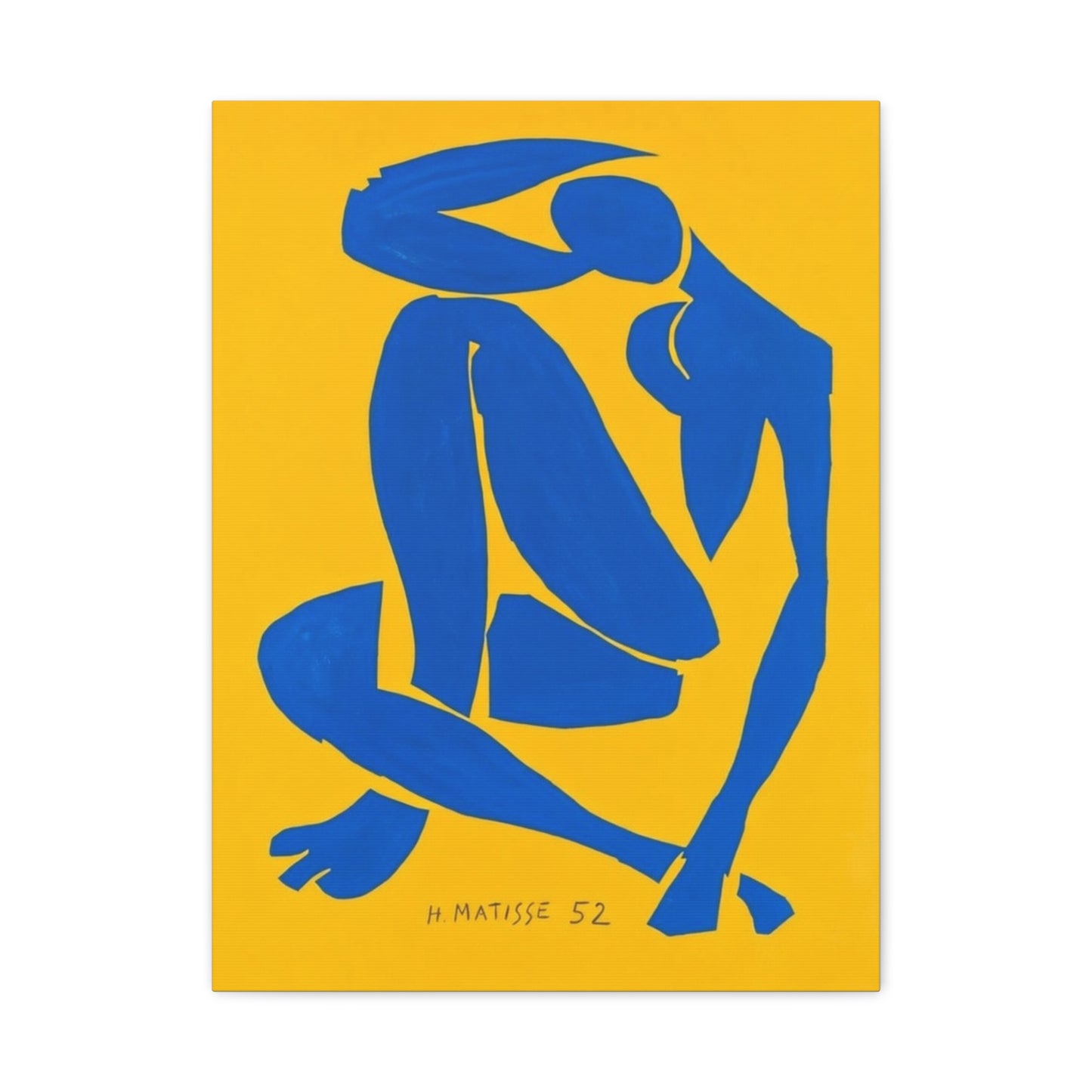 Blue Matisse Nude Silhouette Matte Canvas Print — Modern Yellow Wall Art