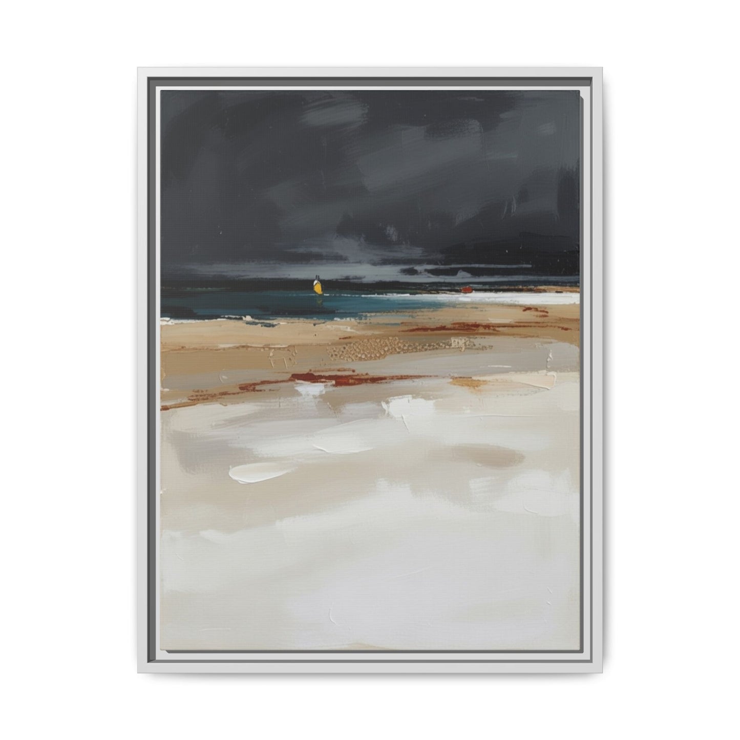 Framed Matte Canvas Beachscape Art Print — Coastal Abstract Wall Decor