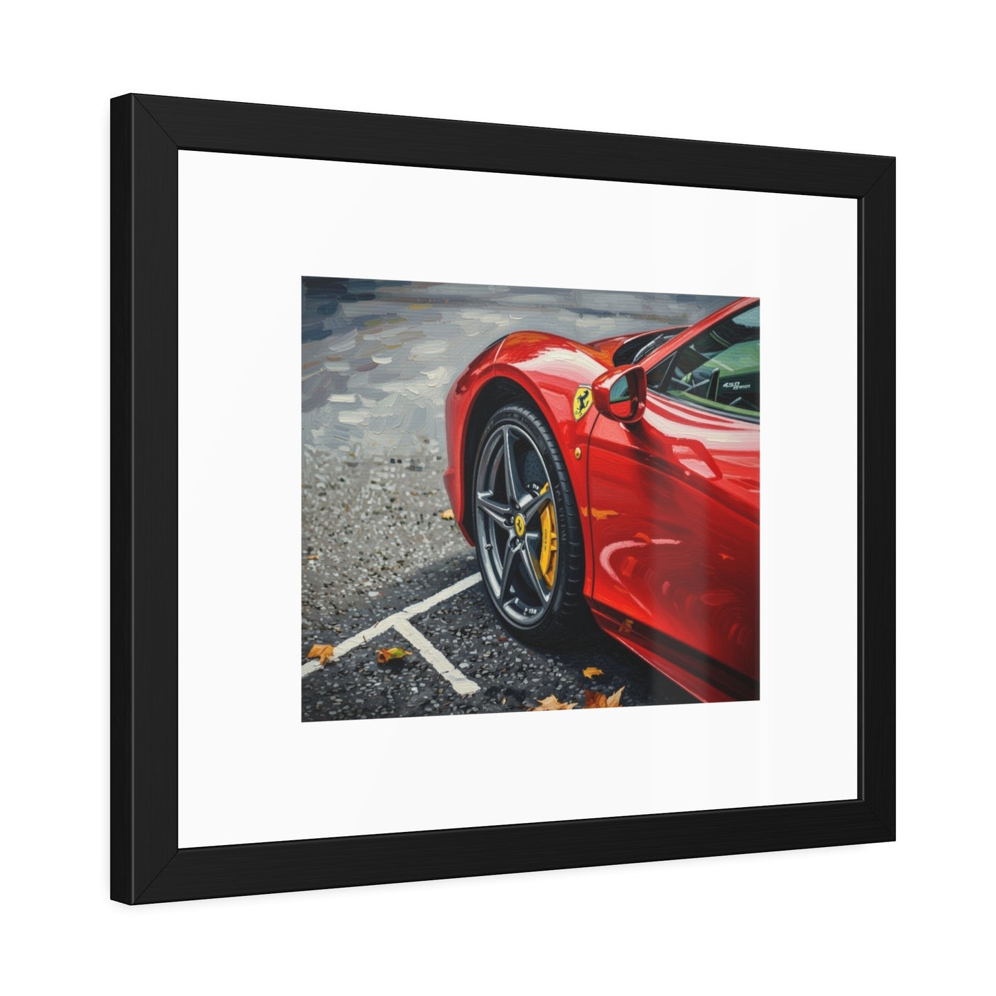 Framed Poster - Red Sports Car Photo, Modern Automotive Wall Art