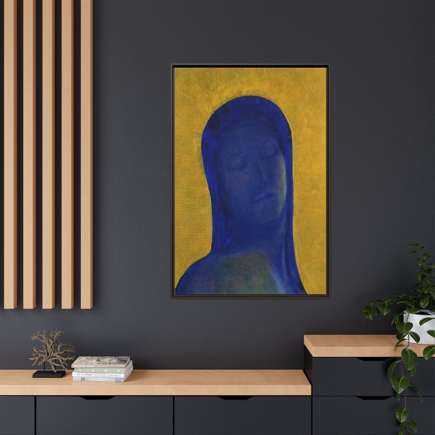 Closed Eyes by Odilon Redon Framed Matte Canvas Wall Art Print
