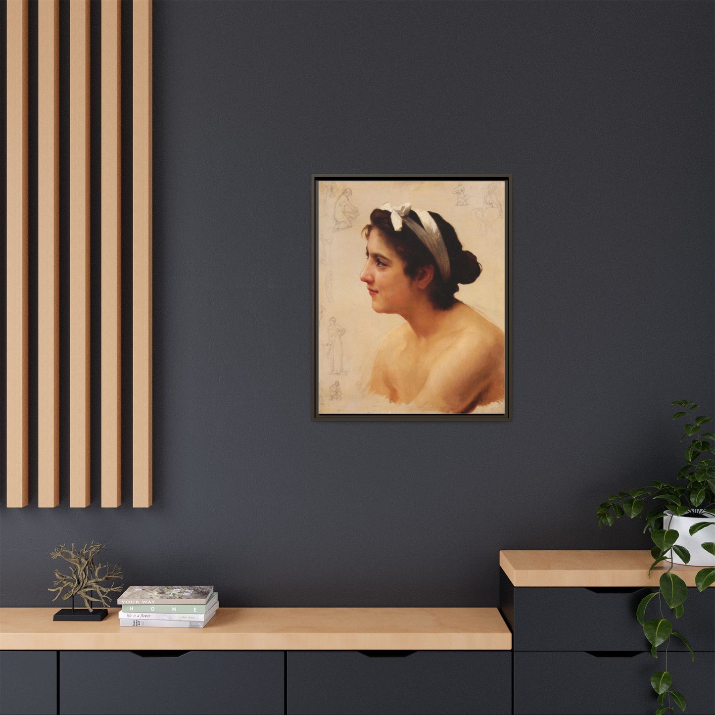 Study Of A Woman For Offering To Love by William Adolphe Bouguereau Framed Matte Canvas Print