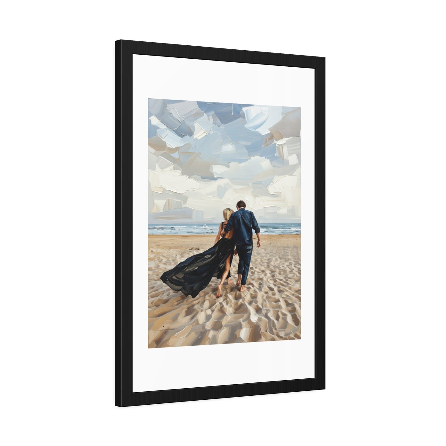 Framed Poster — Romantic Beach Couple Art Print
