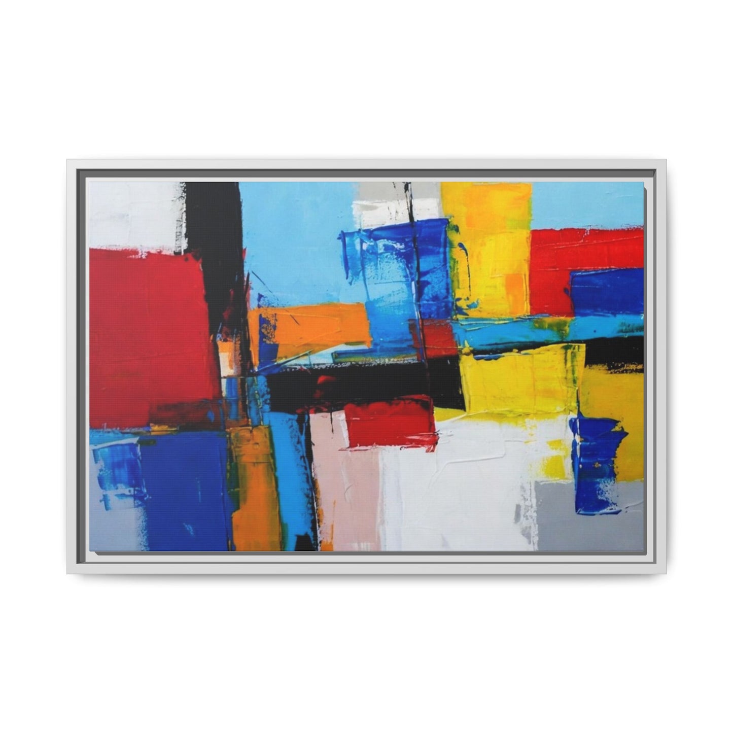 Abstract Color Block Matte Canvas Framed Wall Art