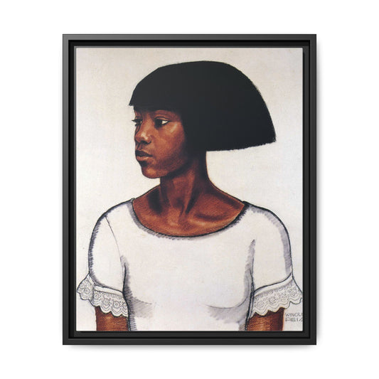 Portrait of a Young Woman by Winold Reiss Framed Matte Canvas Portrait