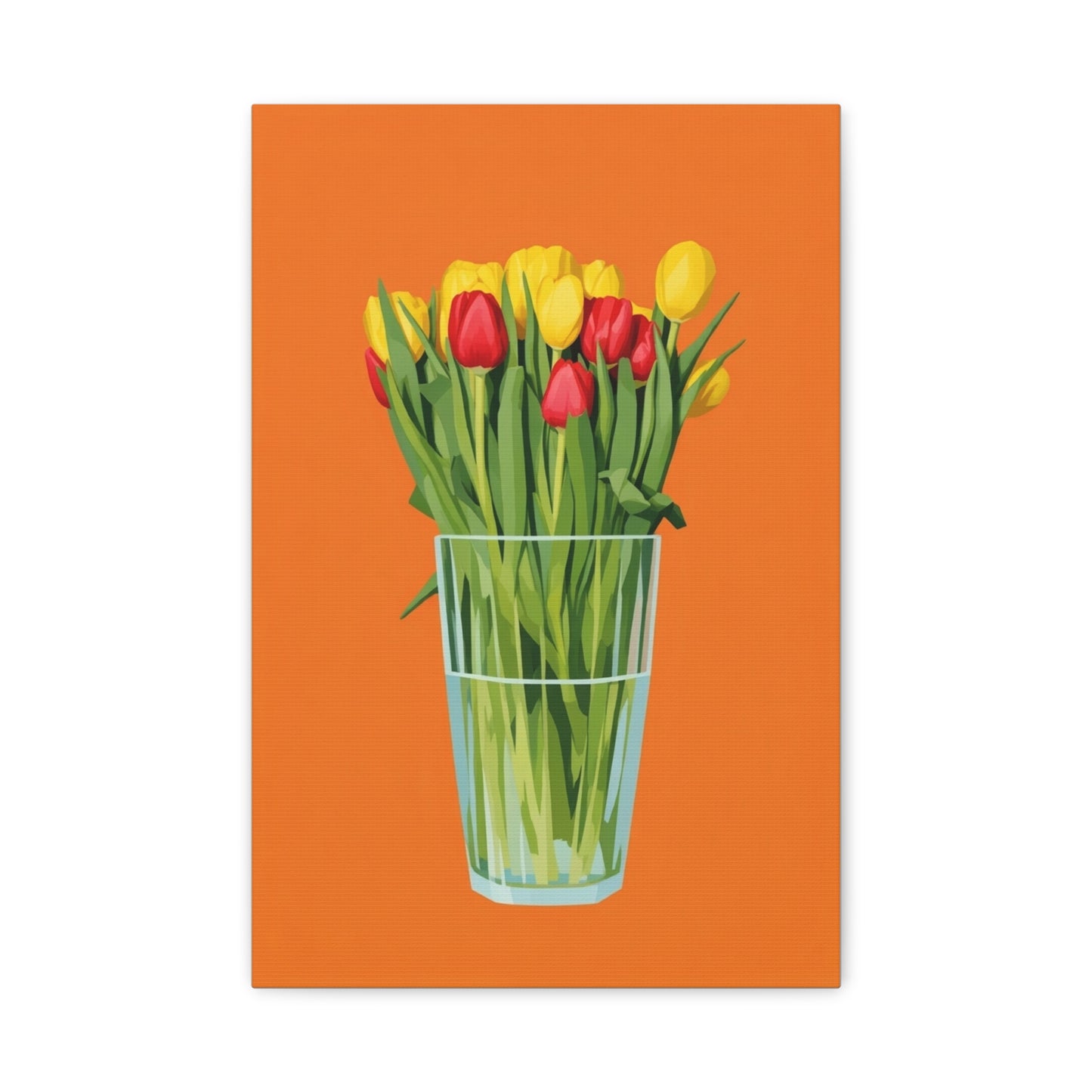 Tulip Bouquet Canvas Wall Art – Glass Vase on Orange
