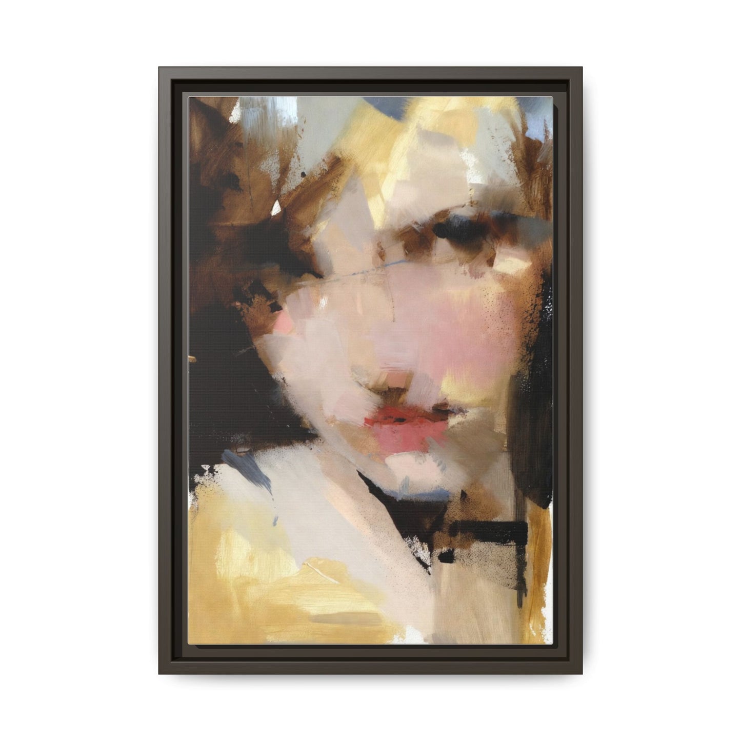 Abstract Portrait Matte Canvas Framed Print — Modern Feminine Wall Art
