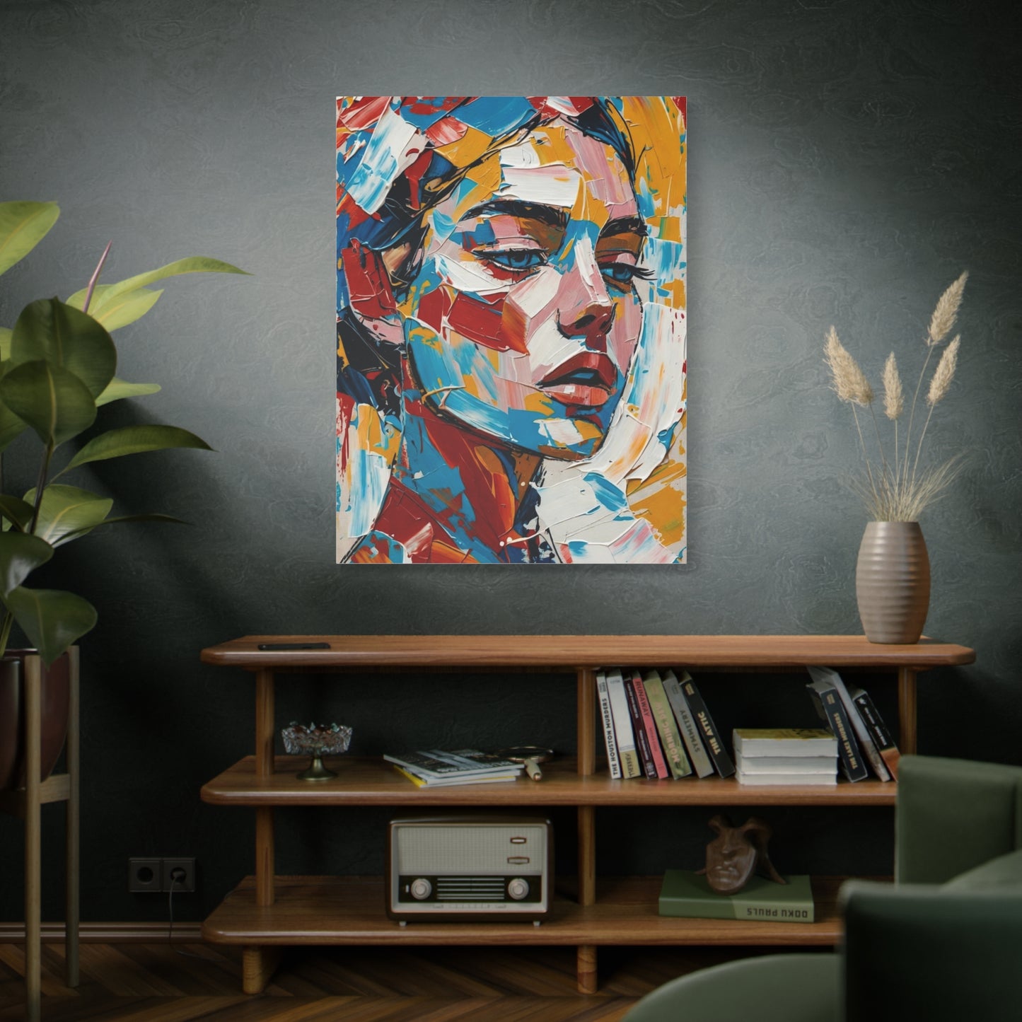 Abstract Colorful Portrait Matte Canvas Print — Modern Stretched Wall Art
