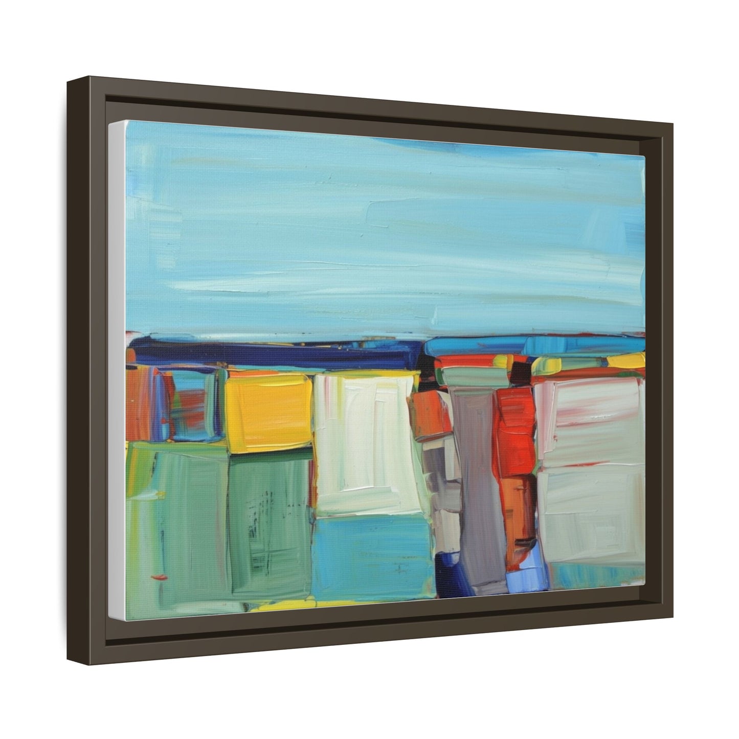 Abstract Coastal Blocks Matte Canvas Print (Framed)