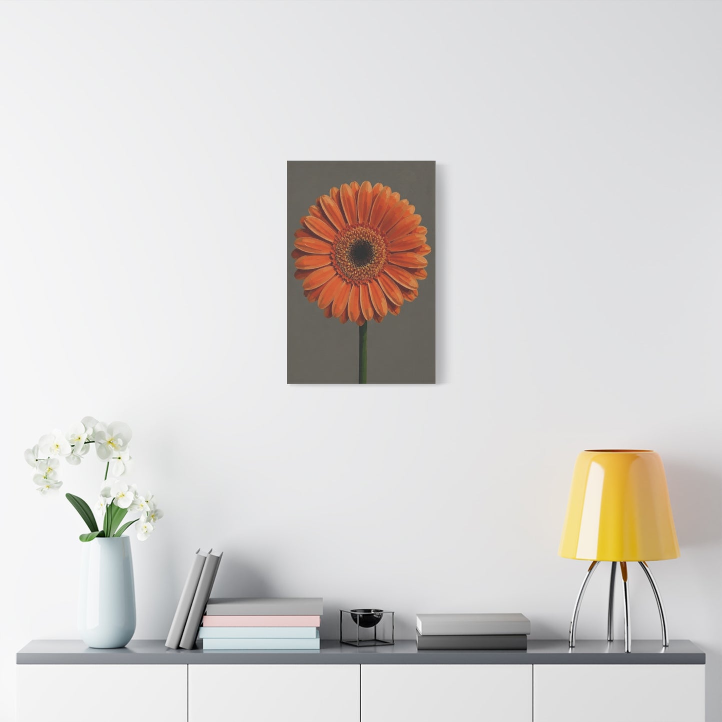Orange Gerbera Flower Matte Canvas Print — Stretched Wall Art