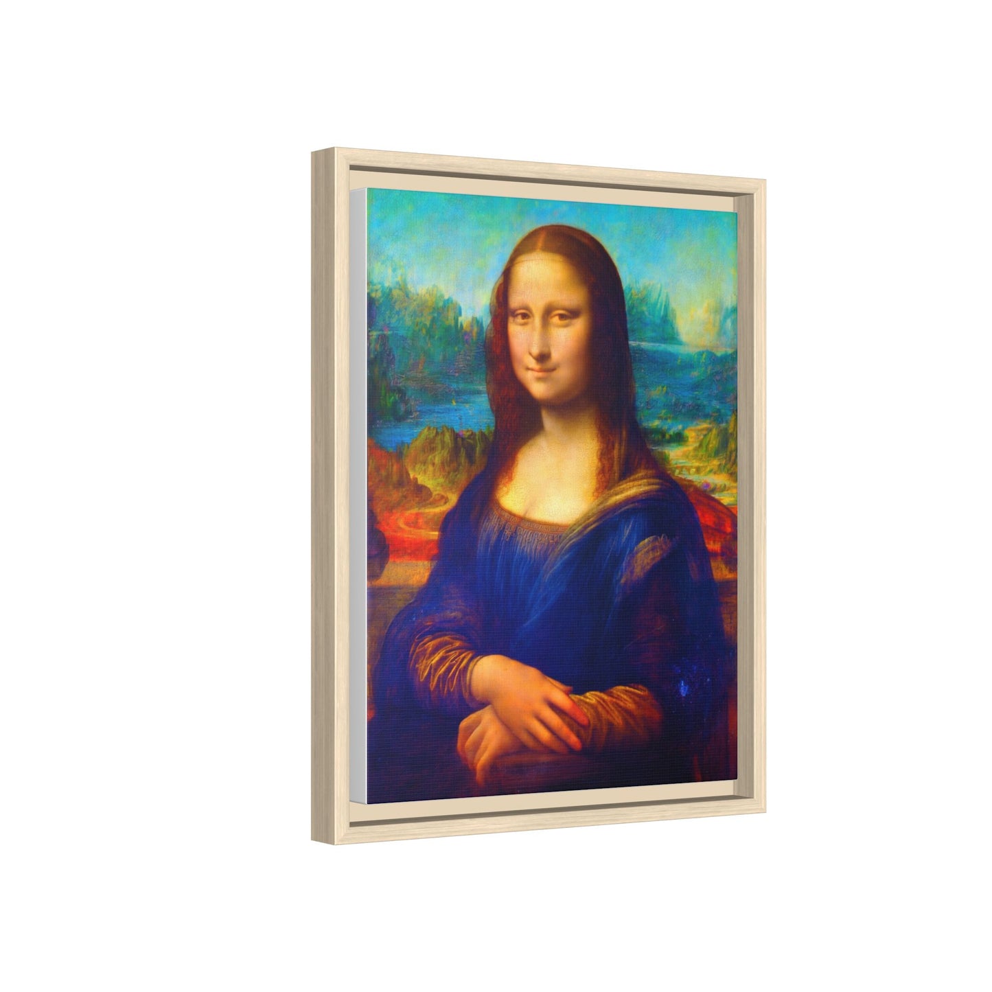 Framed Matte Canvas Print — Colorful Mona Lisa Wall Art