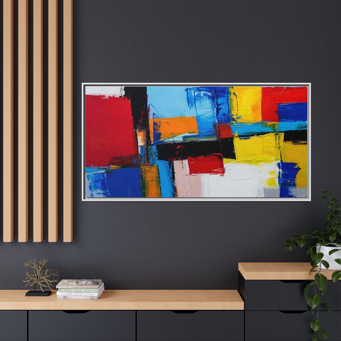 Abstract Color Block Matte Canvas Framed Wall Art
