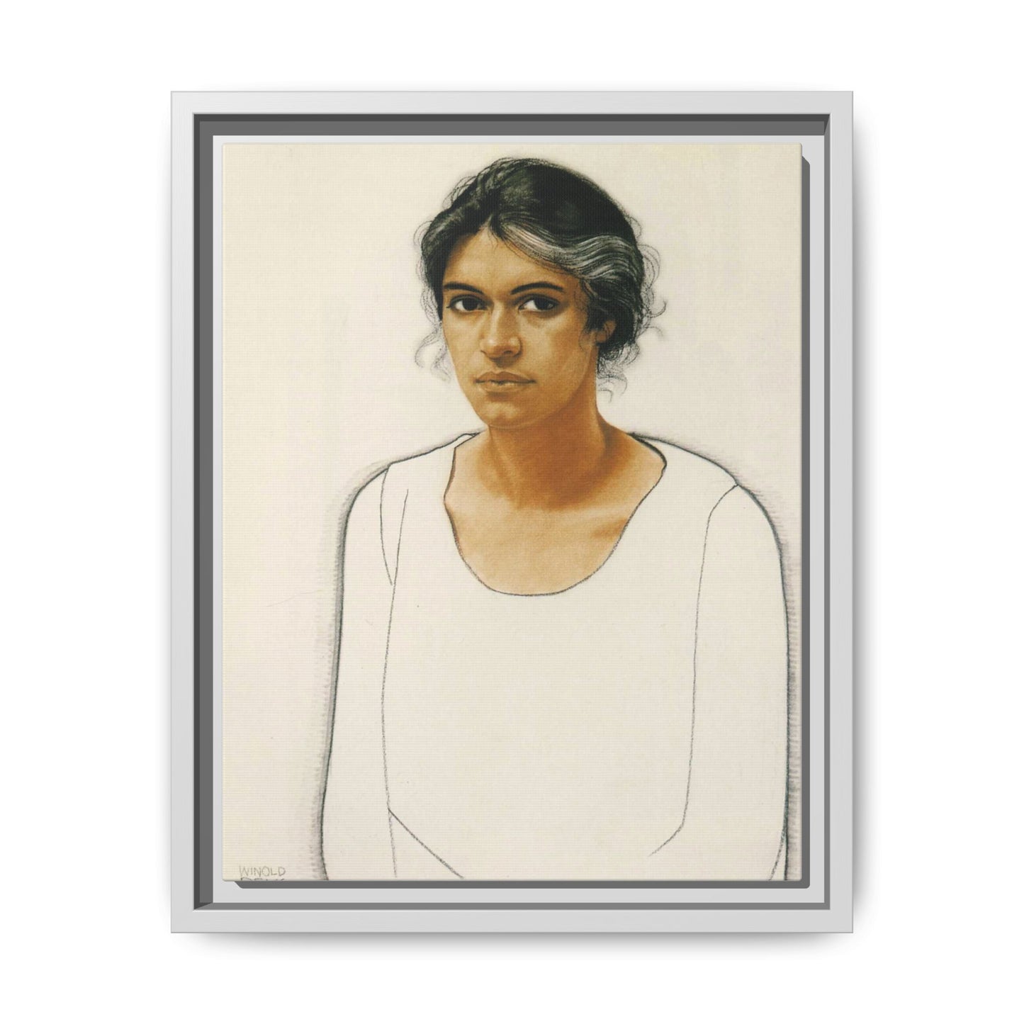 Portrait of a Woman by Winold Reiss Framed Matte Canvas Portrait Print
