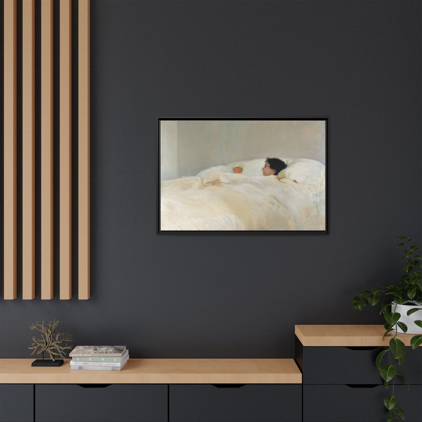 Mother by Joaquin Sorolla y Bastida Framed Matte Canvas Wall Art Print