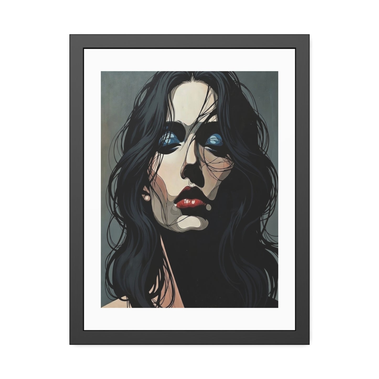 Framed Poster — Moody Portrait Art Print (Dark Feminine Wall Decor)