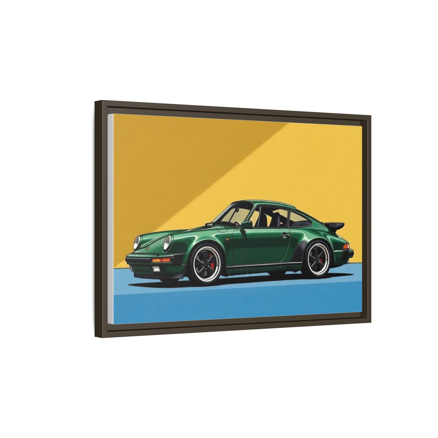 Framed Matte Canvas — Green Sports Car Wall Art