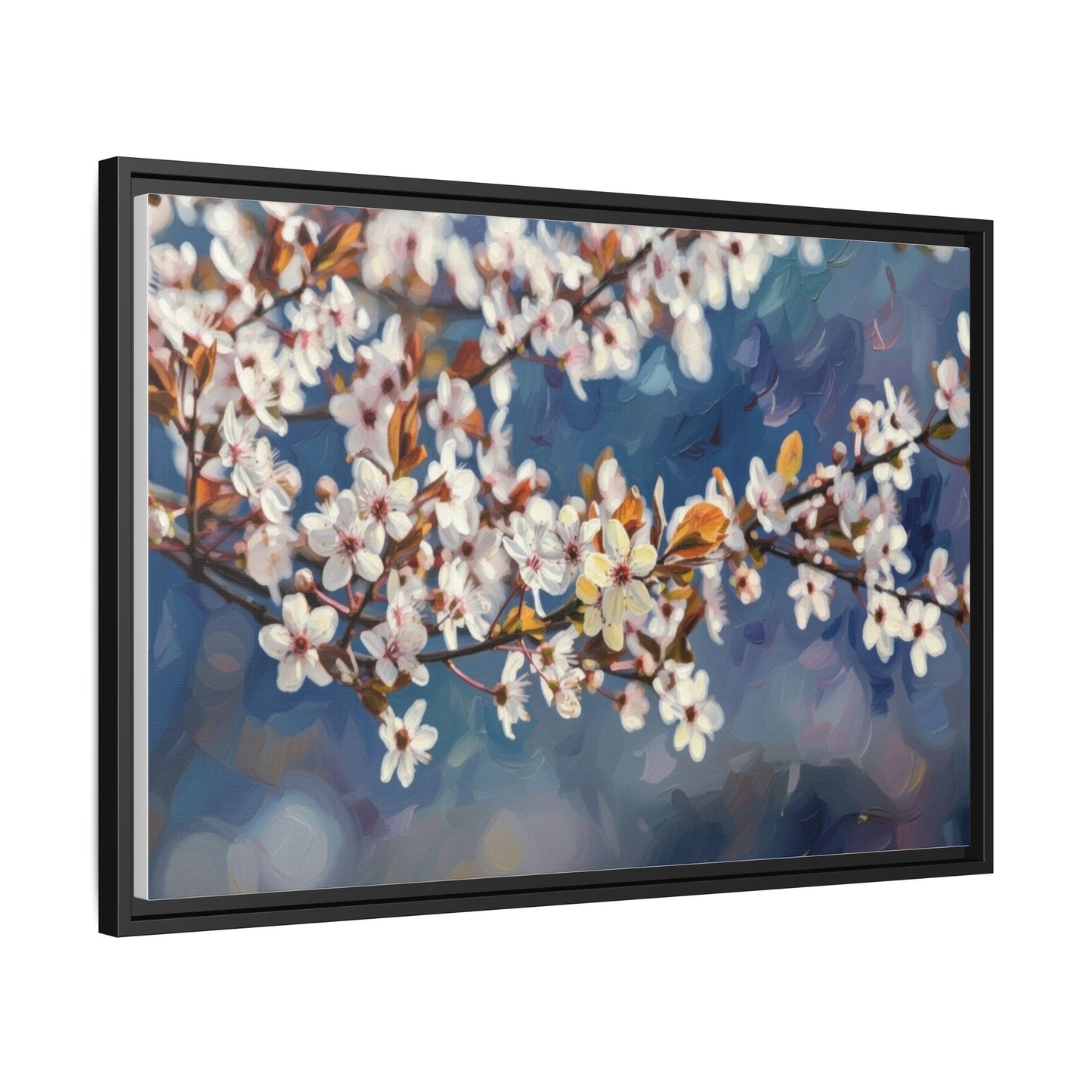 Framed Matte Canvas Print — Cherry Blossom Branch Wall Art