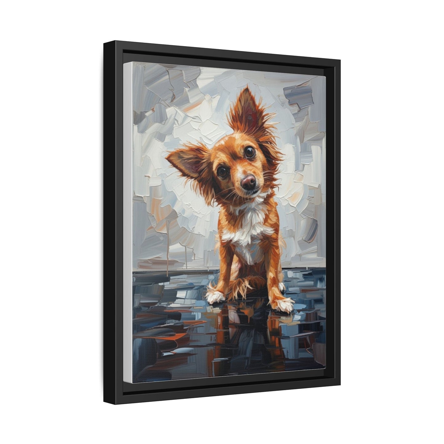 Framed Matte Canvas Print — Playful Brown Dog Portrait