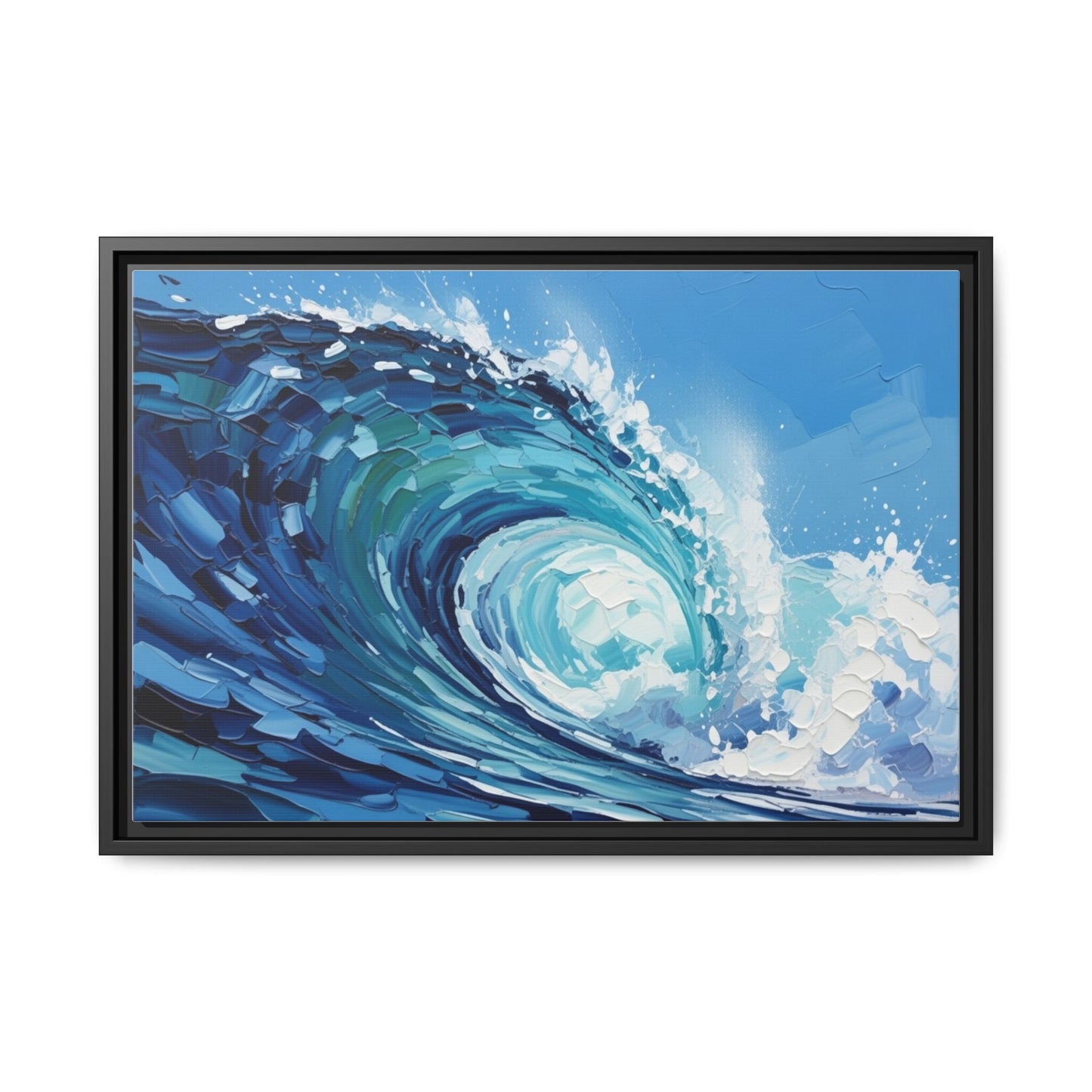 Framed Matte Canvas Wave Art — Blue Ocean Surf Wall Decor