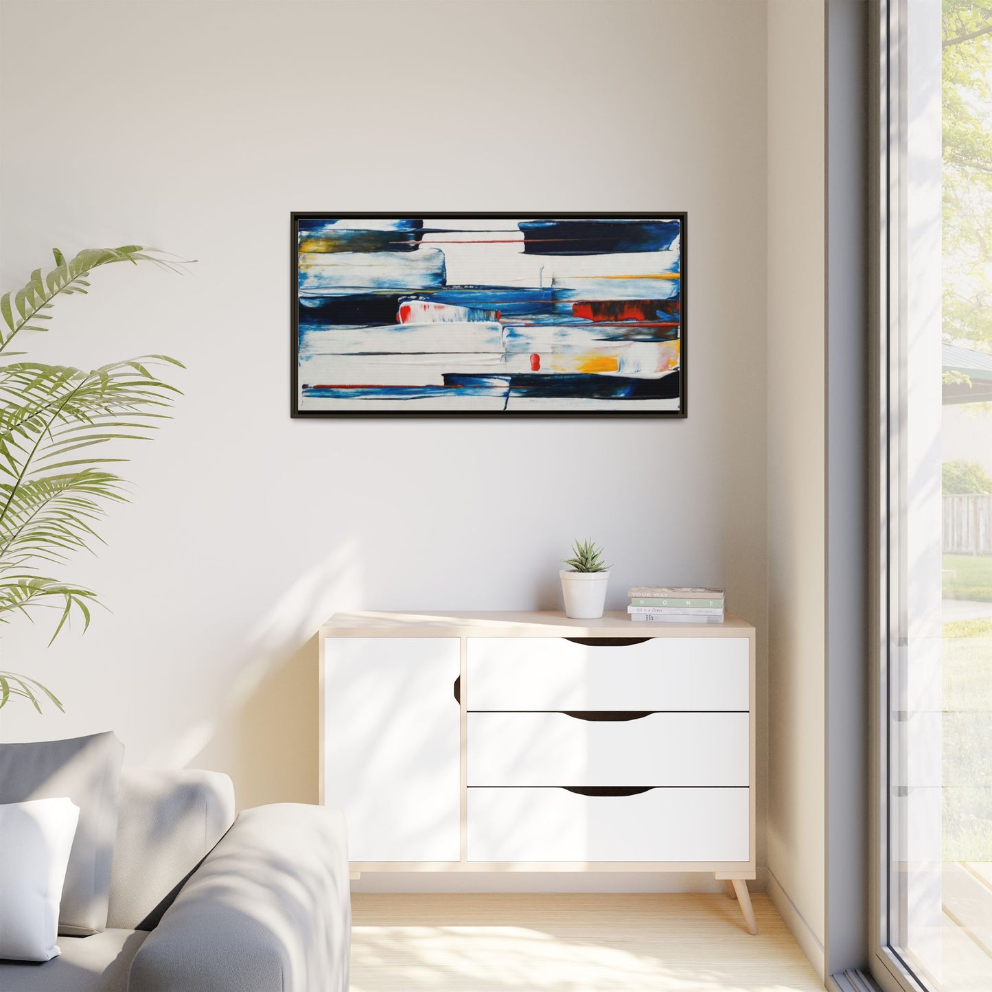 Abstract Coastal Brushstrokes Framed Canvas Print