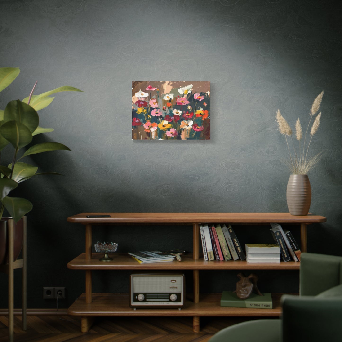 Abstract Floral Canvas Wall Art — Colorful Poppies Matte Stretched Print
