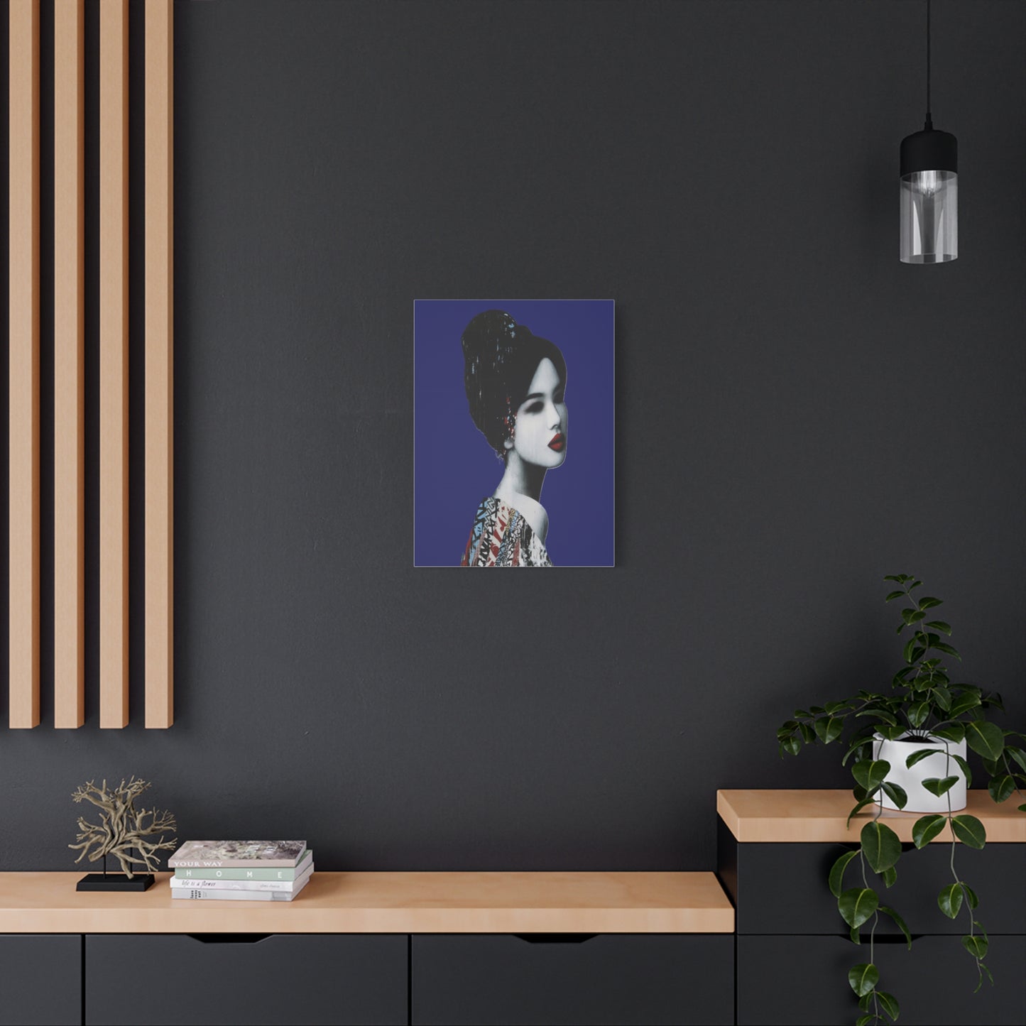 Geisha Portrait Matte Canvas Print — Modern Asian-Inspired Wall Art