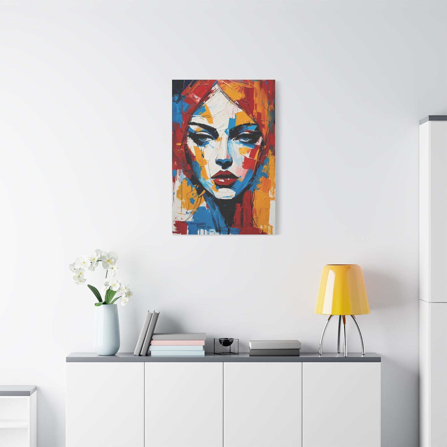 Abstract Portrait Canvas Print — Colorful Modern Woman Wall Art