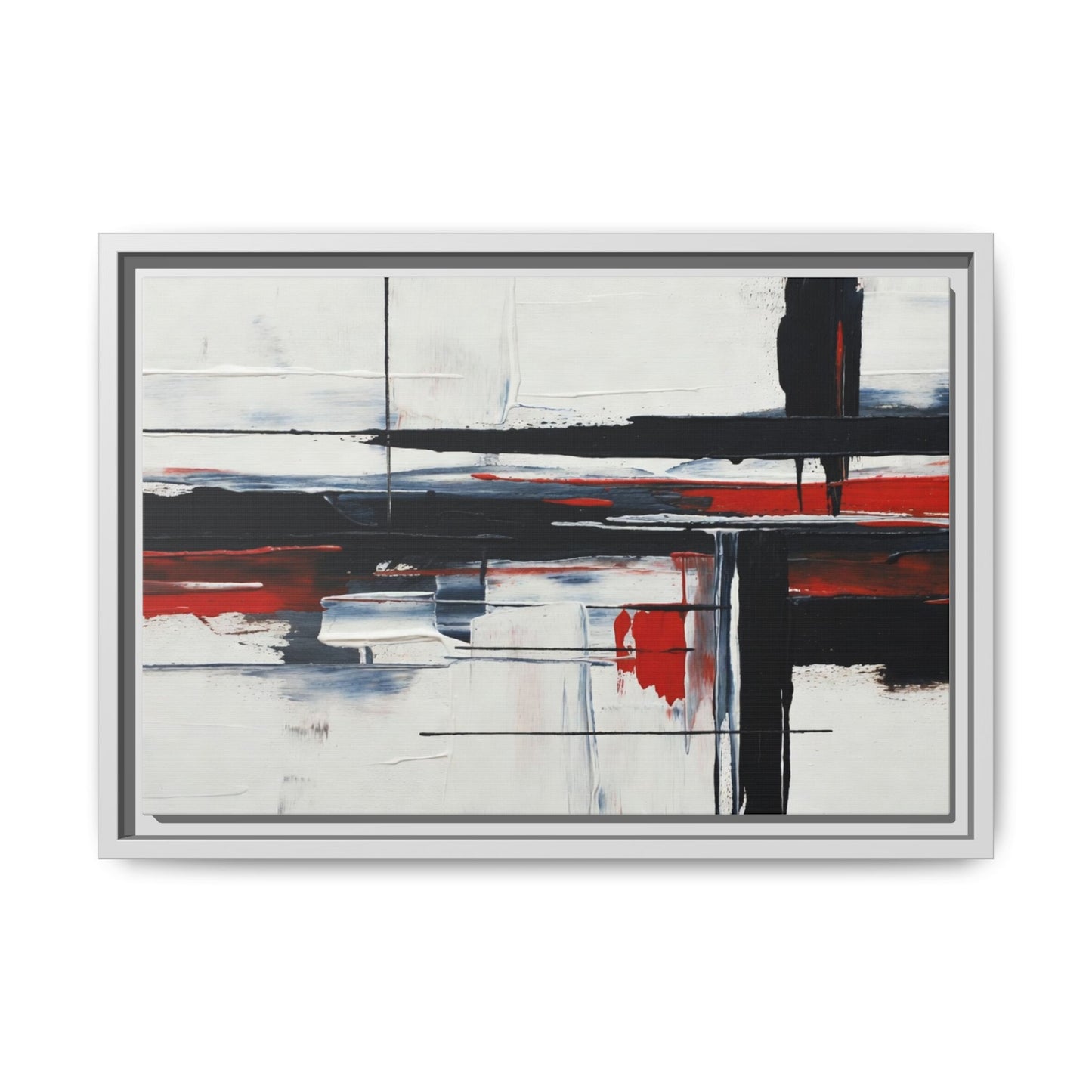 Abstract Red & Black Framed Canvas Art — Modern Matte Wall Painting