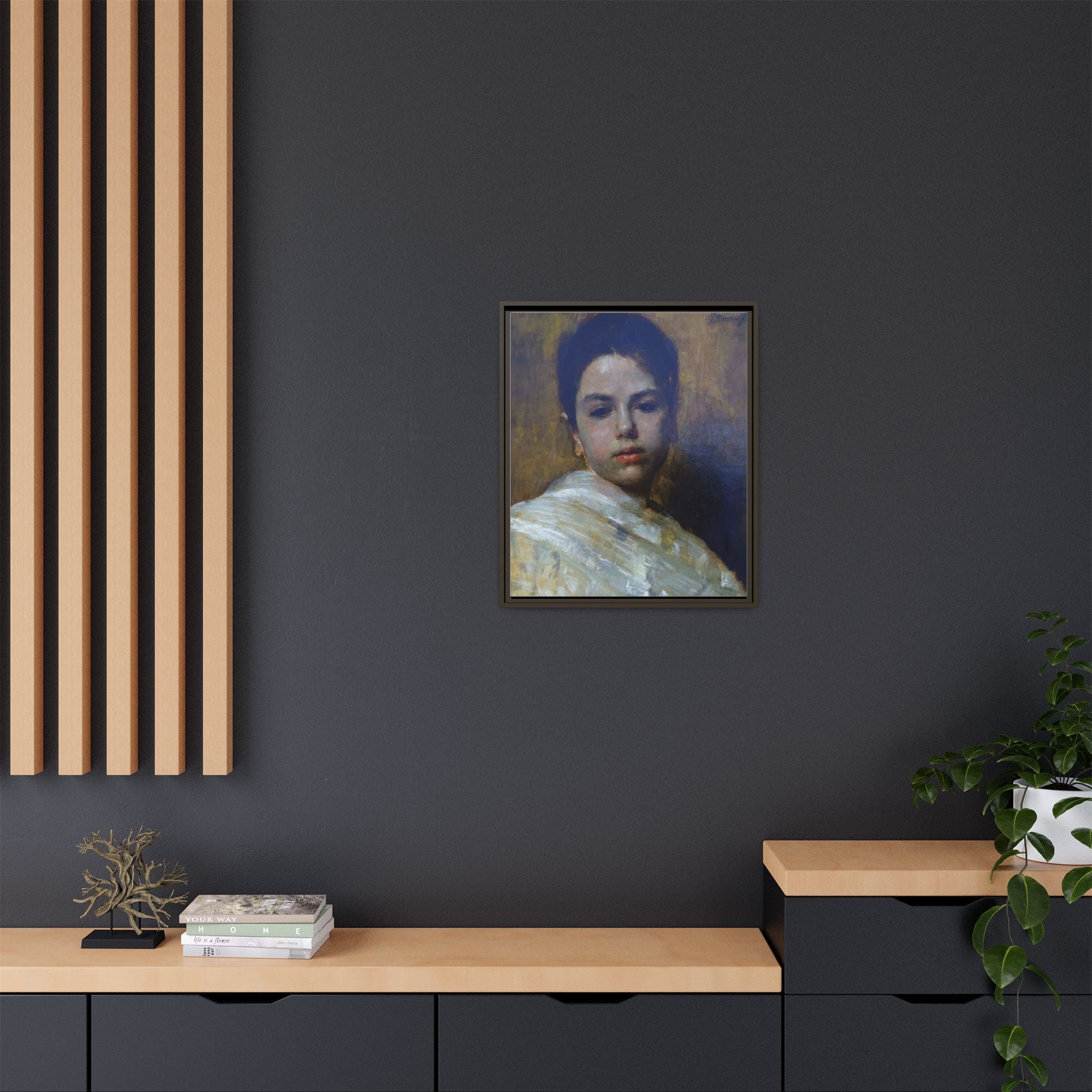 Carminella by Antonio Mancini Framed Matte Canvas Art Print